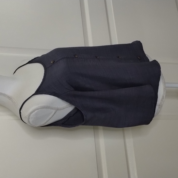 Shinestar women's medium cold shoulder skinny strap blue blouse faux buttons - Picture 4 of 10